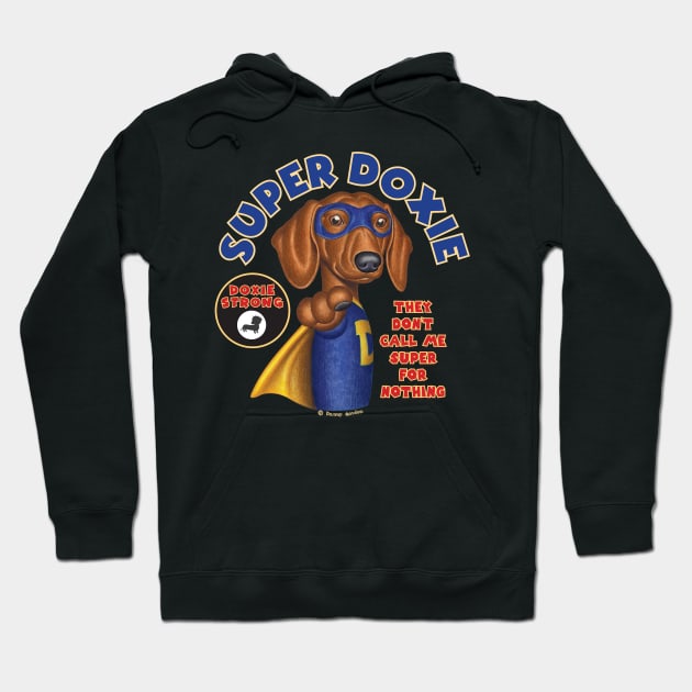 Doxie cool super hero Dachshund Super Hero with mask classic t shirt Hoodie by Danny Gordon Art